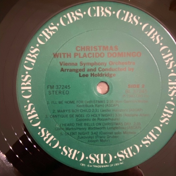 Christmas With Placido Domingo Vienna Symphony Orchestra LP CBS 37245 VG+ Insert - Picture 8 of 8